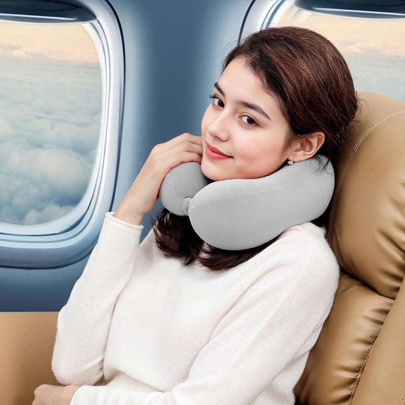 VITANECKART Hump Travel Pillow, High-end Memory Foam Neck Pillow, Double Support for Neck, Head and Chin, 360° Ergonomic Design Full Neck wrap Pillow, Suitable for Office, Airplane and car (Grey) - Image 3